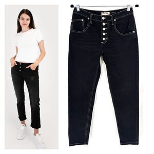 Please Button Fly Black Boyfriend Jeans Made in Italy Size XS X‎ Small Stretch
